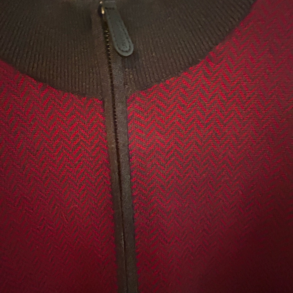 Daniel Cremieux Maroon Half Zip-Up Sweater with Dark Gray Trim - Picture 3 of 10